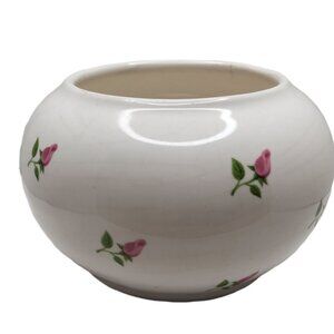 vintage 1990s teleflora porcelain floral round vase/planter. 5"w x 3"h